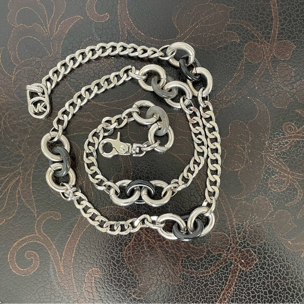 Michael Kors silver tone metal belt